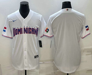 Mens Dominican Republic Baseball 2023 White World Baseball With Patch Classic Stitched Jersey
